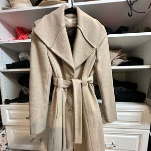 Timeless winter fall wrap coat beige tan neutral color size 2